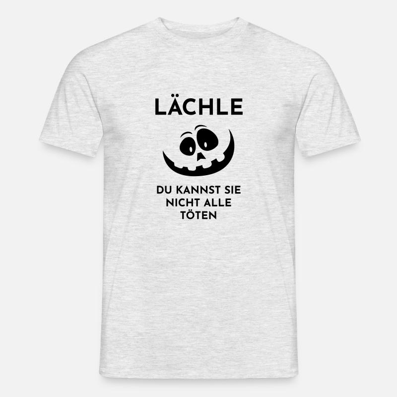 Halloween Kürbis Lächle - Männer T-Shirt - Grau meliert