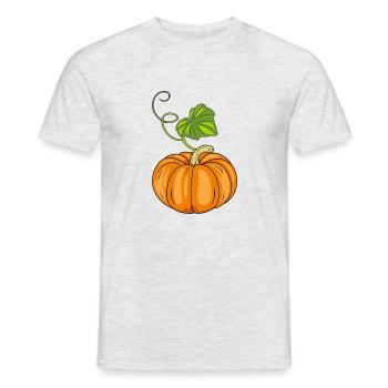Ripe pumpkin with green leaf - Men's T-Shirt - heather grey - Front - AI Model Male 178 dark (178cm)
