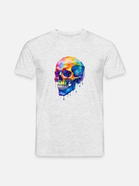 Totenkopf bunt - Männer T-Shirt - Grau meliert