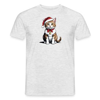 Chat de Noël Père Noël Chat Chat Chat Cadeau - T-shirt homme - gris chiné - Devant - AI Model Male 178 dark (178cm)