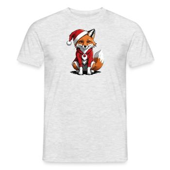 Fuchs Fox Weihnachtsmann Süß Geschenk für Frauen - Männer T-Shirt - Grau meliert - Vorne - AI Model Male 178 dark (178cm)