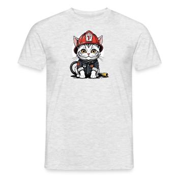 Cat Fire Brigade Cat Love Cat Lover - Men's T-Shirt - heather grey - Front - AI Model Male 178 dark (178cm)