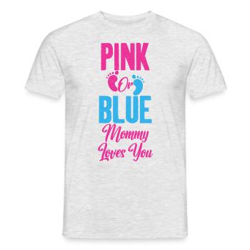 Pink or Blue Mommy Loves You Baby Gender Reveal - T-shirt homme - gris chiné - Devant - AI Model Male 178 dark (178cm)