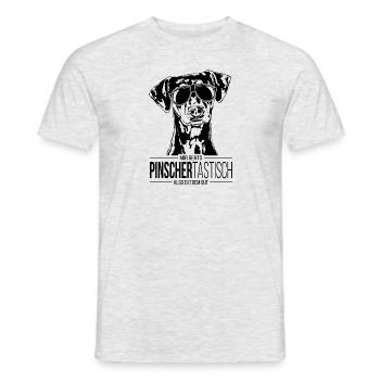 PINSCHERTASTISCH Deutscher Pinscher Spruch Hund - Männer T-Shirt - Grau meliert - Vorne - AI Model Male 178 dark (178cm)