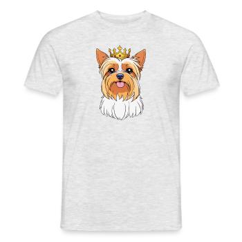 "Crowned Heads" - Yorkshire Terrier - Men's T-Shirt - heather grey - Front - AI Model Male 178 dark (178cm)