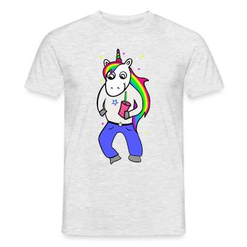Unicorn disco with drink - Men's T-Shirt - heather grey - Front - AI Model Male 178 dark (178cm)