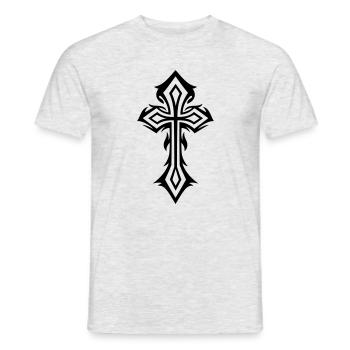 Cross, Crucifix, with thorns, gothic style. - Men's T-Shirt - heather grey - Front - AI Model Male 178 dark (178cm)