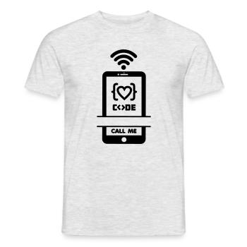 Codist Call me phone code heart - Men's T-Shirt - heather grey - Front - AI Model Male 178 dark (178cm)