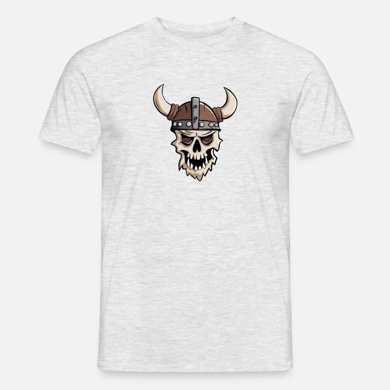 Wikinger Schädel / Kopf mit Helm und Bart - Männer T-Shirt - Grau meliert