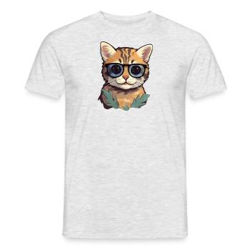 Little cute cat wearing sunglasses. - Men's T-Shirt - heather grey - Front - AI Model Male 178 dark (178cm)