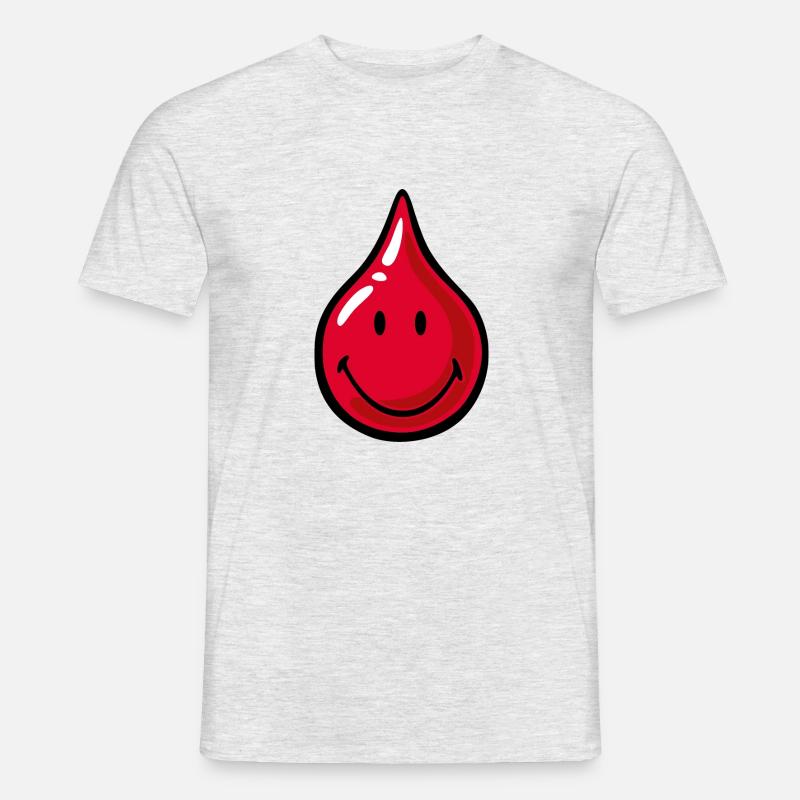 Smiley bloddråbe - Mænd T-shirt - grå meleret