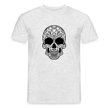 Skull with decoration - Men's T-Shirt - heather grey - Front - AI Model Male 178 dark (178cm)