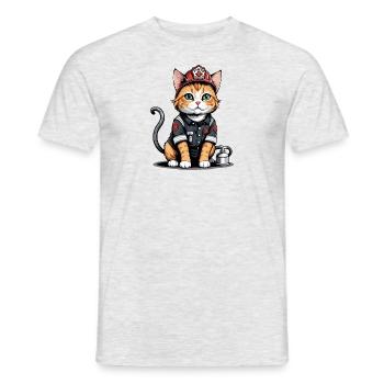 Cat Fire Brigade Cat Love Cat Lover - Men's T-Shirt - heather grey - Front - AI Model Male 178 dark (178cm)