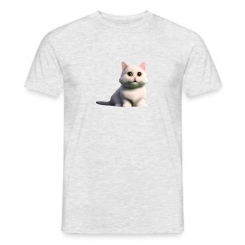 white cat - Men's T-Shirt - heather grey - Front - AI Model Male 178 dark (178cm)