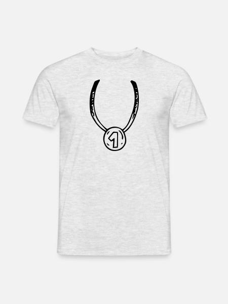 Sieger Erster Platz Goldmedaille Nummer 1 - Männer T-Shirt - Grau meliert