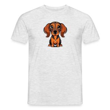 Süßer Dackel mit Dackelblick - Männer T-Shirt - Grau meliert - Vorne - AI Model Male 178 dark (178cm)