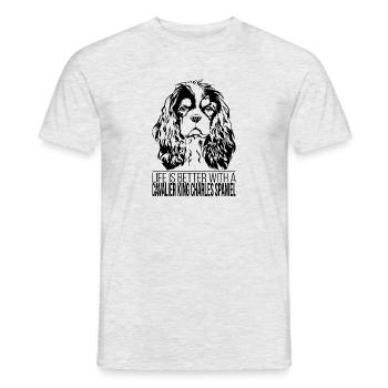 CAVALIER KING CHARLES SPANIEL life better Wilsigns - T-shirt homme - gris chiné - Devant - AI Model Male 178 dark (178cm)