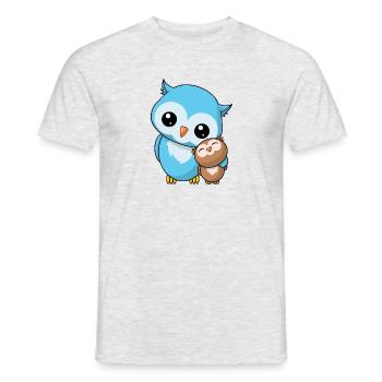 Eulen Geschwister - Niedliche Eule Geschenk Kawaii - Männer T-Shirt - Grau meliert - Vorne - AI Model Male 178 dark (178cm)