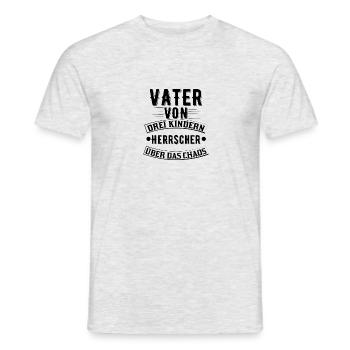 Vater von drei Kindern - Herrscher über das Chaos - Männer T-Shirt - Grau meliert - Vorne - AI Model Male 178 dark (178cm)