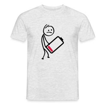 Battery charger. Rechargeable battery, low level - Men's T-Shirt - heather grey - Front - AI Model Male 178 dark (178cm)