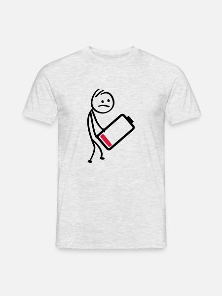 Batterioplader. Genopladeligt batteri, lavt niveau - Mænd T-shirt - grå meleret