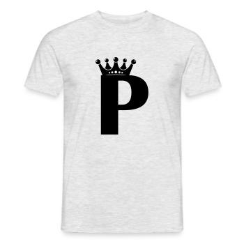 Couronne de lettre P - T-shirt homme - gris chiné - Devant - AI Model Male 178 dark (178cm)