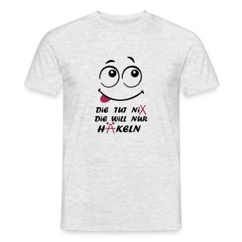 die tut nichts die will nur häkeln - Männer T-Shirt - Grau meliert - Vorne - AI Model Male 178 dark (178cm)