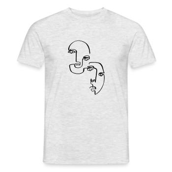 Abstract Faces, Lineart - Men's T-Shirt - heather grey - Front - AI Model Male 178 dark (178cm)