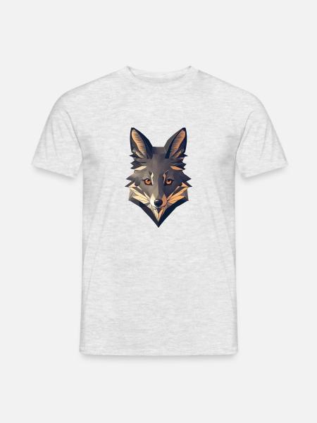 Minimalistischer Fuchskopf - Männer T-Shirt - Grau meliert