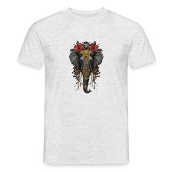 Mandala-Elefant - Männer T-Shirt - Grau meliert - Vorne - AI Model Male 178 dark (178cm)