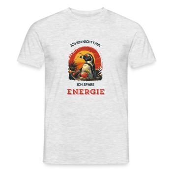 Penguin Lazy Fun Funny Saying Chilling - Men's T-Shirt - heather grey - Front - AI Model Male 178 dark (178cm)