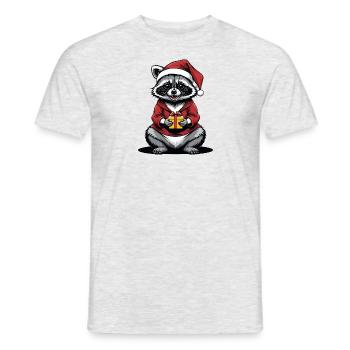 Cadeau de Noël du Père Noël raton laveur - T-shirt homme - gris chiné - Devant - AI Model Male 178 dark (178cm)