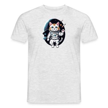 Katze Astronaut Weltall Katzenliebe Geschenk - Männer T-Shirt - Grau meliert - Vorne - AI Model Male 178 dark (178cm)