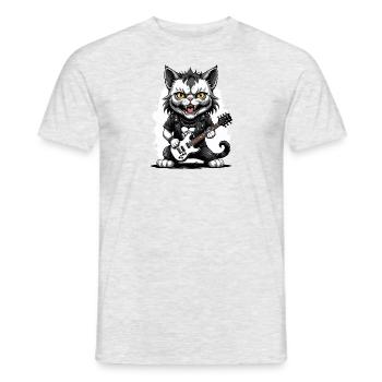 Cat Rocker Cat HardRock Gift - T-shirt homme - gris chiné - Devant - AI Model Male 178 dark (178cm)