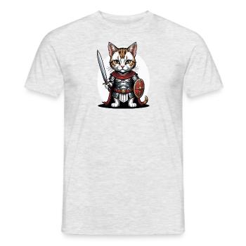Chat Guerrier Romain Chat Cadeau - T-shirt homme - gris chiné - Devant - AI Model Male 178 dark (178cm)