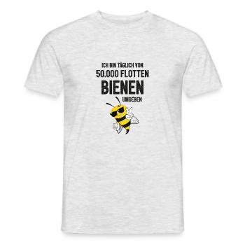 T-Shirt - täglich 50.000 flotte Bienen umgeben - Männer T-Shirt - Grau meliert - Vorne - AI Model Male 178 dark (178cm)