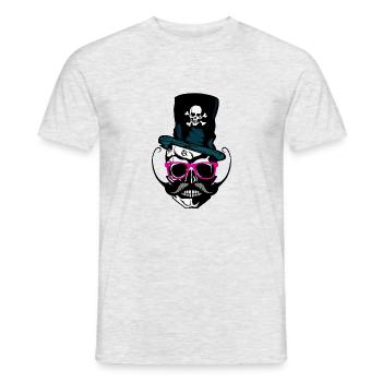 tete de mort hipster crane moustache moustachu ana - T-shirt homme - gris chiné - Devant - AI Model Male 178 dark (178cm)