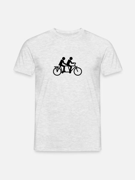 Tandem Bicyclette vélo - T-shirt homme - gris chiné