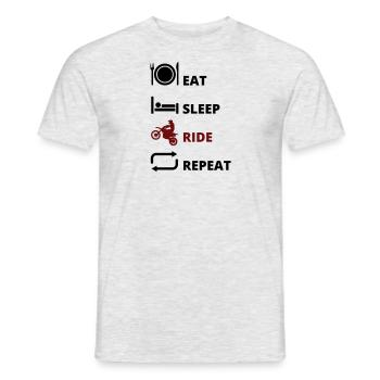 Essen, Schlafen, Motorradfahren, Wiederholen - Männer T-Shirt - Grau meliert - Vorne - AI Model Male 178 dark (178cm)