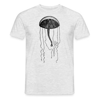 Dessin vintage de méduse - T-shirt homme - gris chiné - Devant - AI Model Male 178 dark (178cm)