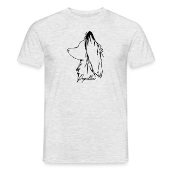 PAPILLON Profil Hunde Hund Wilsigns - Männer T-Shirt - Grau meliert - Vorne - AI Model Male 178 dark (178cm)