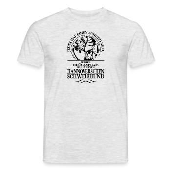 HANNOVERSCHER SCHWEISSHUND Schutzengel Wilsigns - Männer T-Shirt - Grau meliert - Vorne - AI Model Male 178 dark (178cm)