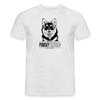 POMSKYTASTISCH Pomsky Hunde Spruch Hund Wilsigns - Männer T-Shirt - Grau meliert - Vorne - AI Model Male 178 dark (178cm)
