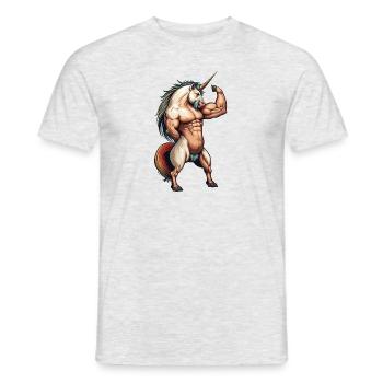 Gym Unicorn - Muscle Fitness Workout Fun - T-shirt homme - gris chiné - Devant - AI Model Male 178 dark (178cm)
