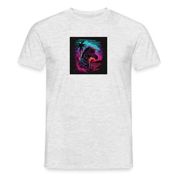 Zèbre aux couleurs néon, synthwave / 80s - T-shirt homme - gris chiné - Devant - AI Model Male 178 dark (178cm)