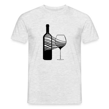 Sommelier Motiv - Weinglas und Weinflasche - Männer T-Shirt - Grau meliert - Vorne - AI Model Male 178 dark (178cm)