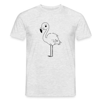 Flamingo Design - Dessin animé d’oiseau élégant - T-shirt homme - gris chiné - Devant - AI Model Male 178 dark (178cm)