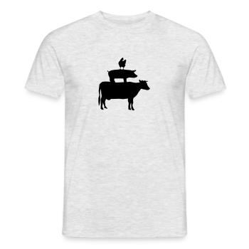 Kuh, Schwein und Huhn - Männer T-Shirt - Grau meliert - Vorne - AI Model Male 178 dark (178cm)