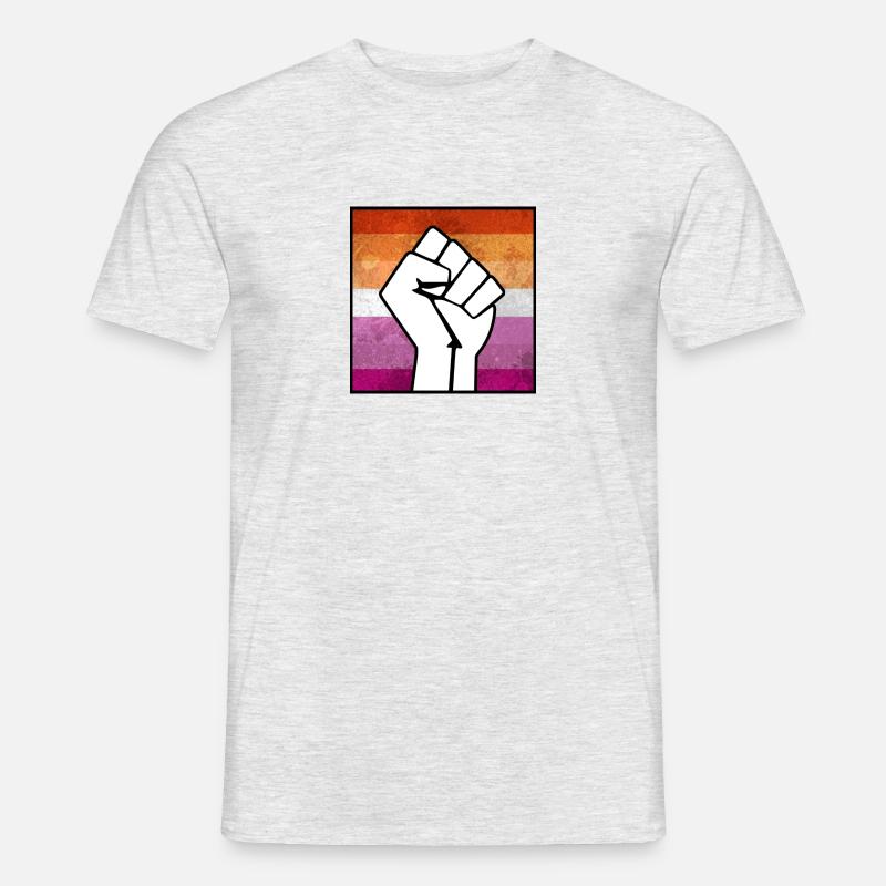 Lesbischer Stolz Faust Aufkleber - Männer T-Shirt - Grau meliert