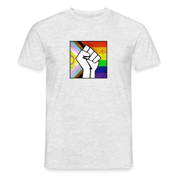 Stolz auf den Fortschritt Pride Faust Aufkleber - Männer T-Shirt - Grau meliert - Vorne - AI Model Male 178 dark (178cm)